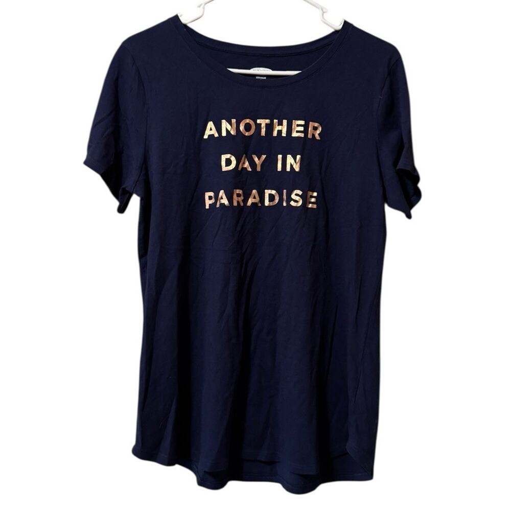 OLD NAVY Everywear Women Size Medium Blue Another Day In Paradise T Shirt Preppy